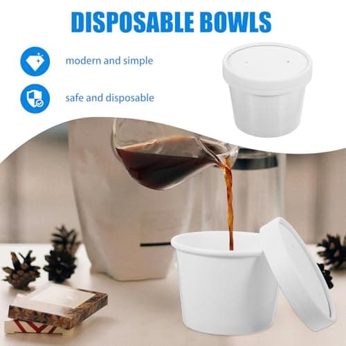 VANZACK Disposable Travel Coffee Cups with Lids, 10 Pack 240ml White Paper — view 3