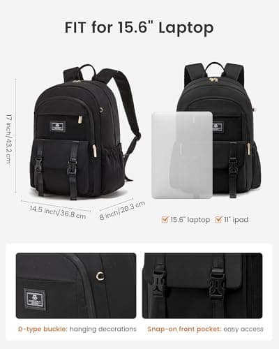 LOVEVOOK Rucksack Backpack Bags Womens, 15.6 Inch Laptop Work Backpacks — view 5