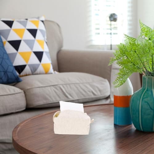 Travel Tissue Holder Car Hanging Napkin Organizer Beige Cotton Linen — view 4