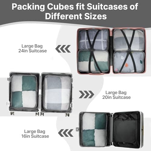 Extra Large Packing Cubes 6 PCS, 62x40x15CM Same Size Suitcase Organiser Bags, Mesh Packing Cubes for Suitcases Extra Large Set Only (Light Gray, 6 x XXL) — view 4