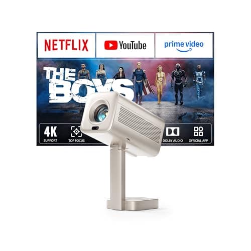 [Now with Netflix & 1800 ANSI] Smart Mini 4k Projector, VOPLLS TOF Auto Focus & Keystone Dolby Audio Projector for Bedroom, Full HD 1080P WiFi6 Bluetooth Home Movie Outdoor Portable Projectors