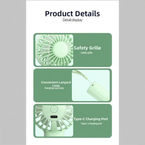 ZiStarlilife Handheld Fan - USB Cooling Fan Portable Handheld For Mini Air Conditioner Quiet Adjustable Desk Fan For Laptop Or Power Bank, Plastic, For Dorm Office Use(14 hours Burgundy) — view 3