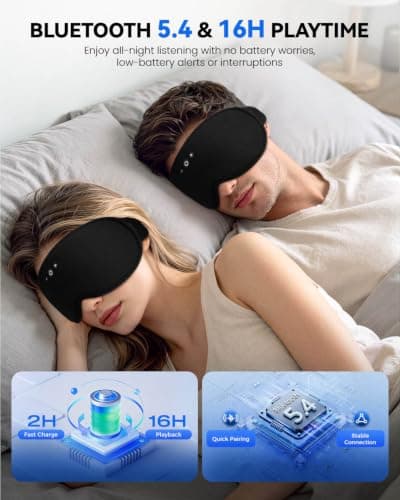 ZHENYEMEI Modal Sleep Mask Headphones w/Removable & Blackout 3D Eye Cups — view 6