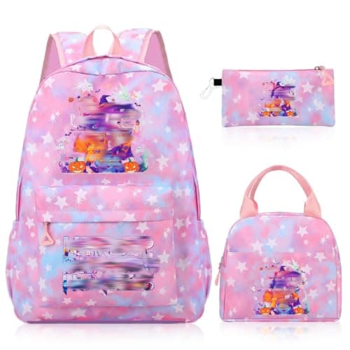 K Pop School Backpack, 3 Piece Set with School Bag Lunch Bag Pencil Case