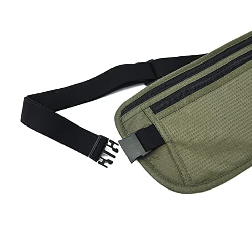 RFID Blocking Money Belt for Men Women, Slim Fanny Pack for Travel，Running,Conceal Waist Wallet for Passport Holder,Phone,Cash(Dark Olive Green) — view 3