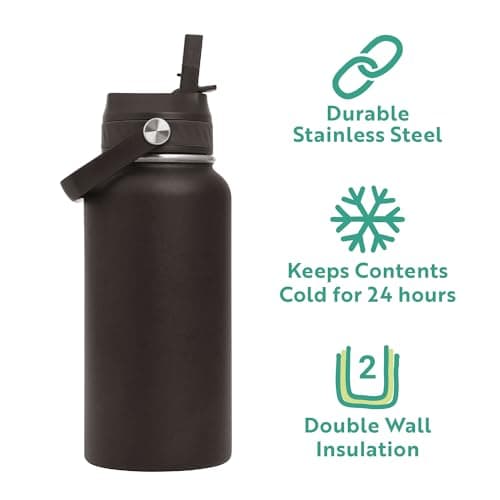 Polar Gear Insulated Water Bottle with Flip Straw - 800ml Black — view 5