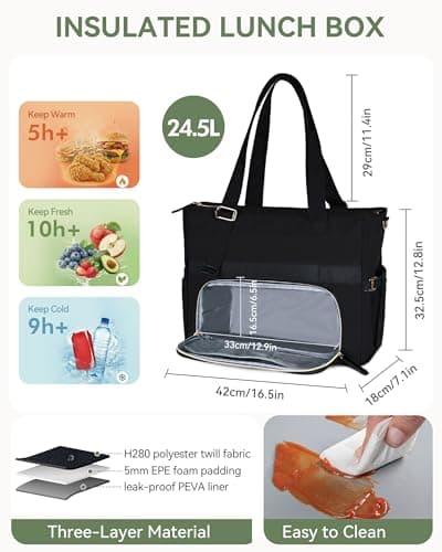 HOMESPON 24.5L Insulated Work Tote, 15.6" Laptop, Leakproof — view 2