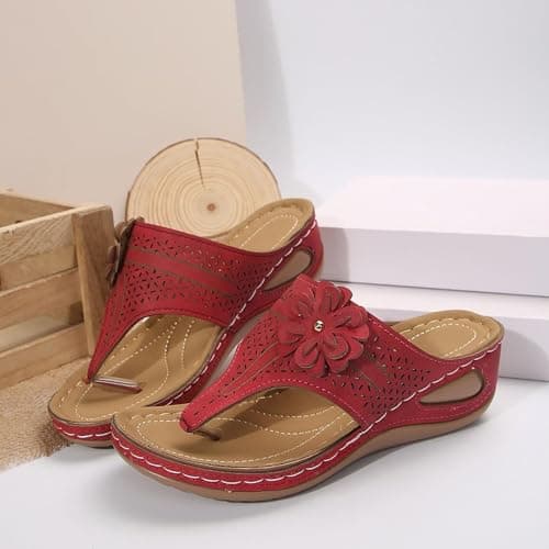 Summer Sandals Women Wedge Flip Flops for Women Orthopedic Sandals Comfortable Flip Flops with Arch Support Summer Casual Wedge Sandal Slippers Dressy Comfy Platform Beach Travel Sandal Shoes — view 4
