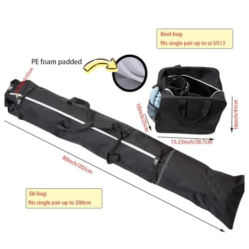 Xawaoa Oxford Cloth Ski Gear Bag, Waterproof Ski & Boot Bag Combo Set — view 2