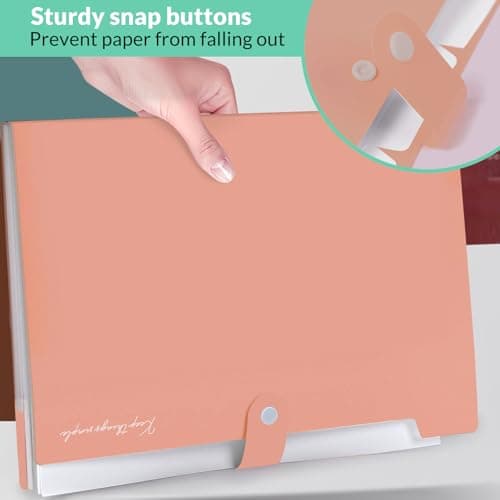 KONVINIT Expanding File Folder - a4 Document Organiser Folder with 5 Pockets High Capacity Portable File Folder with dividers for Paper Work Filing Products,Pink — view 5
