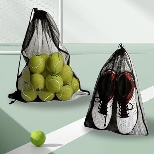 2 PCS Large Mesh Drawstring Bag, Black Nylon Net Bags, MeshStuff Sack Storage Bags, Lightweight Mesh Swimming Bag, for Swimming Beach Pool Sand Toys Equipment Travel and Sports — view 4