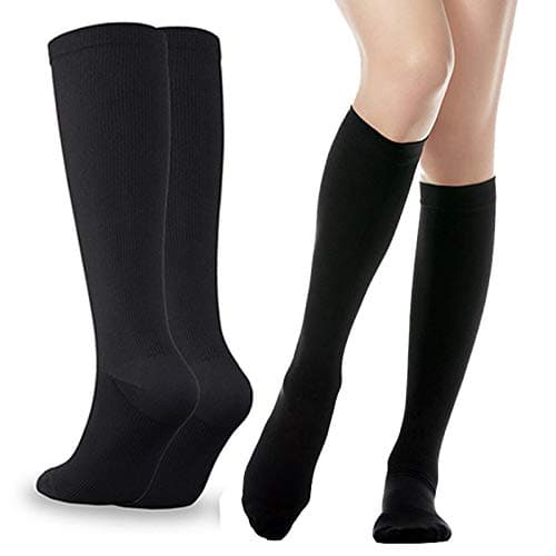 BodyPlus Compression Socks, Cushioned Athletic Ergonomic Fit for Men and Women - Knee High Ideal Socks for Flight Travel, Running, Fitness, Pregnancy, Nurses, Sports (Small - Medium, Black) — view 2