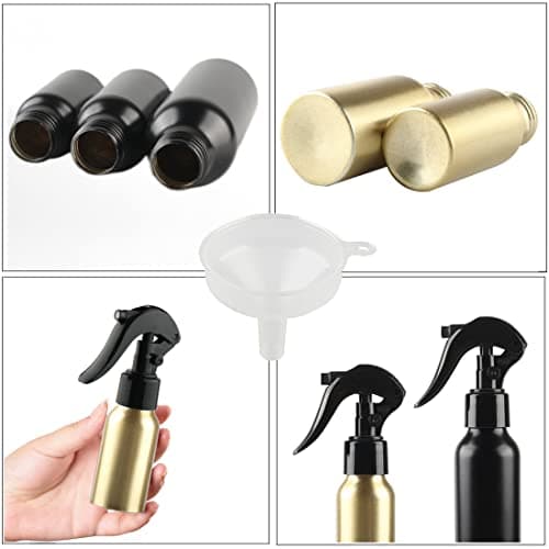 ZEOABSY Pack of 3 Empty 100ml Black Refillable Spray Bottles, 100 ml Aluminum Misting Bottles Black Trigger Sprayer for Cleaning, Gardening, Travel Beauty, Barber Shop Essential + 1 x Funnel — view 4