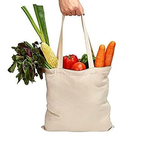 Clossy London 100% Cotton Canvas Reusable Shoulder Tote Bag Natural Colour with handle for Shopping Grocery Handbag Eco-Friendly Organic material decays and compost easily recyclable (Natural) — view 2