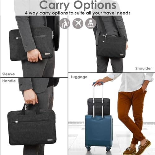TECHGEAR Case for 11" - 12.3" Laptops, Portable Multi-functional Laptop Case with Adjustable Shoulder Strap, Luggage Strap & Suppressible Handles, Portable Sleeve Organiser Case Cover + Pockets BLACK — view 2