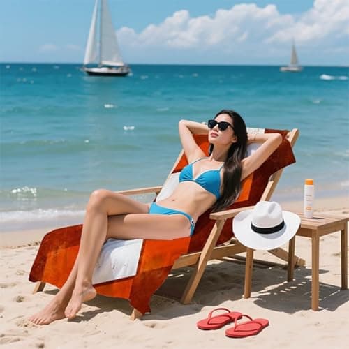 Beach Towels For Adults Large 36 x 80in Reddish Brown Girl Lightweight Microfibre Beach Towel Simplicity With Portable Pouch, Sand Free Absorbent Quick Dry for Pool, Gym, Travel Summer SYL7 E-S — view 3