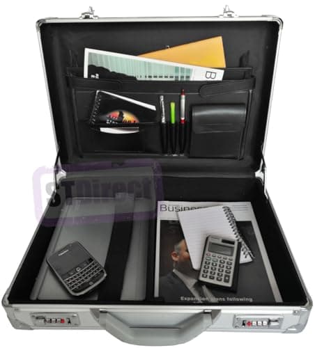Pro Aluminium Large Deep Executive Laptop Padded Briefcase Attache Case Silver — view 2