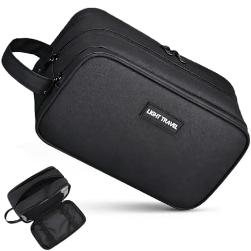 Blynmyr Mens Toiletry Bag, Water-Resistant PU Leather Wash Bag