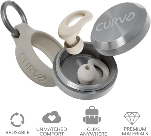 CURVD Everyday Earplugs + Case Clip Bundle, The Perfect earplug for Sleep, Travel, Noise Sensitivity/canceling + Case Clip Package Portable Waterproof Container & Silicone Sleeve for Ear Plugs(Honey) — view 5