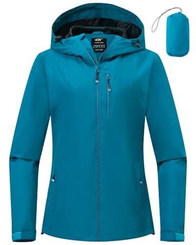 Tyhengta Womens Lightweight Rain Jackets Hooded Breathable Packable Running Raincoats Waterproof Hiking Walking Jacket with Hood Lake Blue,M — view 2