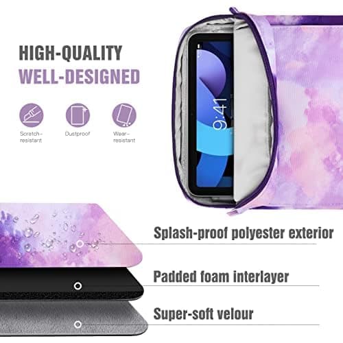 TiMOVO 9-11" Tablet Sleeve Bag Carrying Case with Strap, Watercolor Purple — view 4