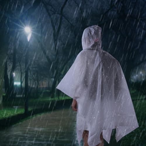 flintronic 2PCS Waterproof Poncho Adult, Reusable Rain Ponchos, EVA Rain Poncho, Lightweight Waterproof Raincoat with Hoods, Rain Cover Poncho for Camping, Hiking Travel Men Women (White) — view 3