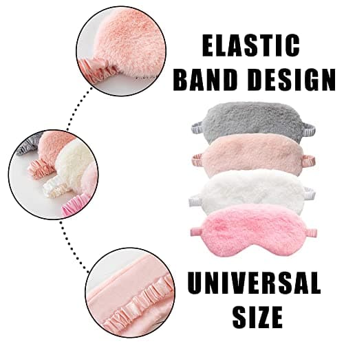 4 Pcs Plush Sleep Masks, Ultra Cute Soft Eye Cover, Blindfold Travel Masks for Kids Men Women(Random Color) — view 2