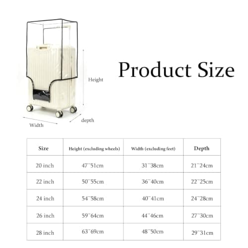 CHENMAHUA Suitcase Cover Luggage Cover Suitcase Protector Clear Suitcase Covers Protectors Suitable for Travel, Business Trips, and Other Harsh Environments to Protect Your Luggage (22 inch) — view 3