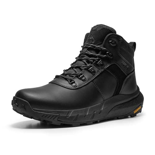 NORTIV 8 Men's Waterproof Leather Walking Boots,Size 9,Black