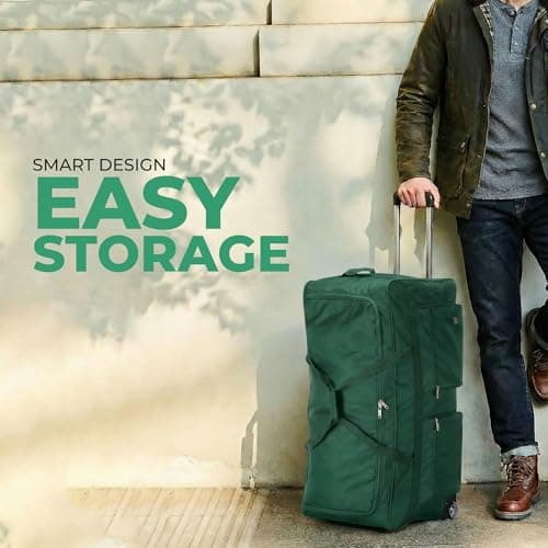 ATX Luggage 40" Jumbo Wheeled Duffle Bag Lightweight Rolling Wheels Suitcase Extra Durable Holdall for Sports Travel and Cargo | Green — view 6