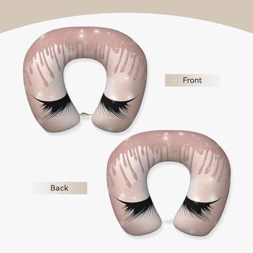 ZhRiYan Rose Gold Eyelashes Memory Foam Travel Pillow - U-Shaped Neck Support, Perfect for Cars, Home Office, and Leisure Activities. — view 3