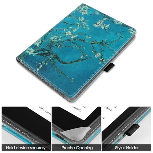 HGWALP Universal Stand Case for 6/6.8/7 inch paperwhite, PU Leather Stand Cover with Handstrap Compatible with 6" 6.8" 7" Paperwhite/Colorsoft/Kobo/Pocketook/Sony eReaders-(Apricot Flower) — view 2