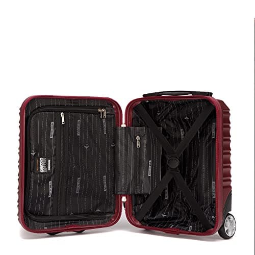WITTCHEN Travel Suitcase Carry-On Cabin Luggage Hardshell Made of ABS with 4 Spinner Wheels Combination Lock Telescopic Handle Groove Line Size Small Suitcase Burgundy — view 6