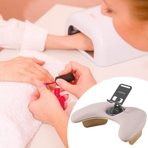 Fiocias U-Shaped Manicure Cushion for Arm Support, Hand Rest for Nail Art, Microfiber PU Faux Leather, Rotating Phone Holder, Suitable for Nail Salons And Hom, Coffee — view 2