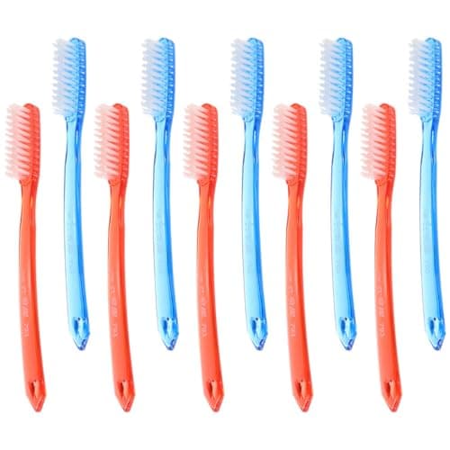 Manual Toothbrushes 10pcs Large Head Plastic Hard Bristles for Adults