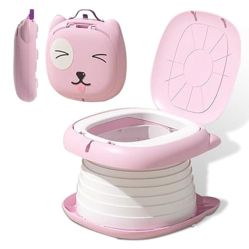 Travel Potty for Toddlers, Foldable Portable Potty for Toddlers: Training Toilet Seat with Disposable Emergency Bag, Lightweight Design for Car Camping, Indoor Outdoor Use by Boys Girls