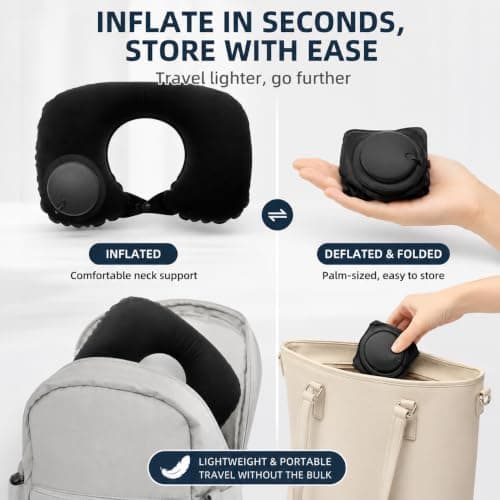 MOLICRAIN Inflatable Travel Pillow with Hand Pump, Neck Support for Flights — view 2