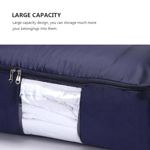 PACKOVE Quilt Storage Bag Large 60x40x33cm Fabric Zipper with Handle Navy — view 3