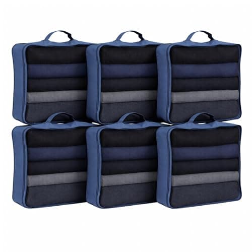 FERNVALE 6 Pack Packing Cubes for Suitcase Travel Organizer Bags, 40x30x12cm Packing Organisers Set for Clothes Shoes Accessories, Lightweight Waterproof Mesh Luggage Accessories (Blue)