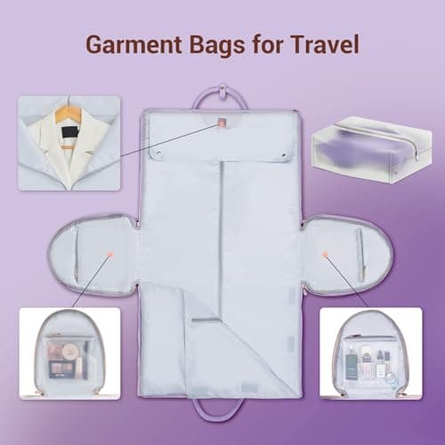 Pink Garment Bag for Travel Women, Carry-On 20-Inch Cute PU Leather Suit Bag, Wrinkle-Free Wedding Dress Bag with Shoe Bag, Overhead Bin Size for Honeymoon (Pink) — view 4