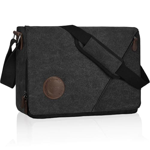 Eshow Mens Laptop Messenger Bag Canvas Shoulder Bags 14 Inch Mens Satchel Shoulder Bag for Work Casual Business School Travelling