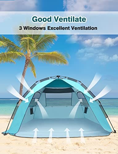 Glymnis Pop Up Beach Tent 4-6 Person, UV Protection Beach Sun Shelter Tent — view 6