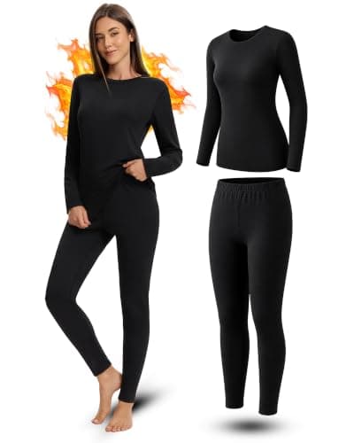 Stathmon Women's Thermals Underwear Set, 210 GSM Soft Fleece Lined, Black
