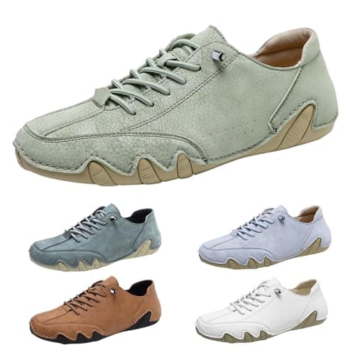 Driving Shoes for Men Wide Width Slip on Walking Trainer Lightweight Comfort Work Flat Sneakers Breathable Casual Holiday Travel Flat Loafers (Mint Green, 13.5) — view 4