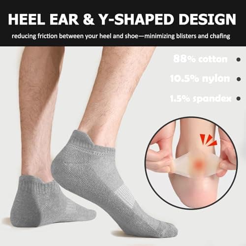 Josnown Men’s Trainer Socks 6 Pack – Cushioned Running & Gym Ankle Socks — view 5