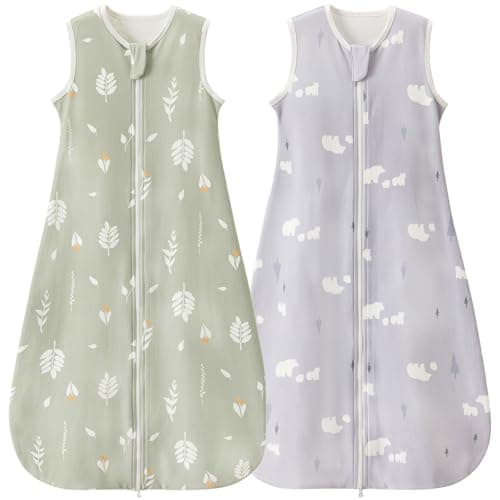 Nivolltha 2 Pack Baby Sleeping Bag 1 TOG Cotton Foliage & Bear L