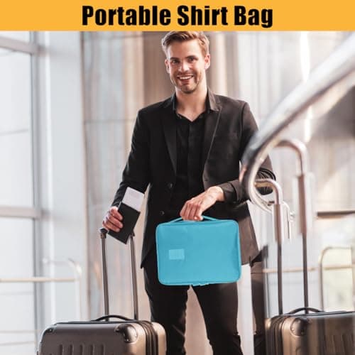 AffeGifts Shirt Carrier for Travel, Portable Shirt Travel Bag Anti Wrinkle Shirt Tie Organizer for Business Trip (Blue) — view 3