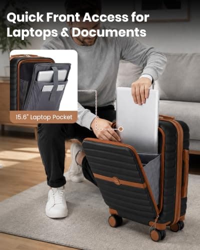 Kono Cabin Suitcase with Laptop Compartment 21 Inch ABS+PC Carry On Luggage — view 2