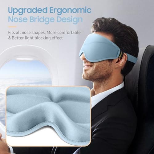 BeHoomi Sleep Mask, Premium Eye Mask for Sleeping, Total Blackout, Superior Soft Comfort, Upgraded 3D Ergonomic Designed Sleeping Mask for Home, Office, Travel, Meditation, Sky Blue — view 5