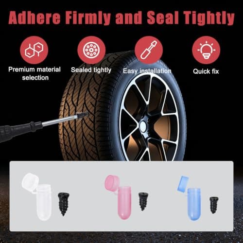 100Pcs Tyre Repair Screws, Vacuum Tubeless Tyre Car Puncture Repair Emergency Kit, Quick Self-Service Rubber Nails, Universal Tire Plugs Tools with Screwdriver for Aoto Motorcycle Bike Bicycle Van — view 5